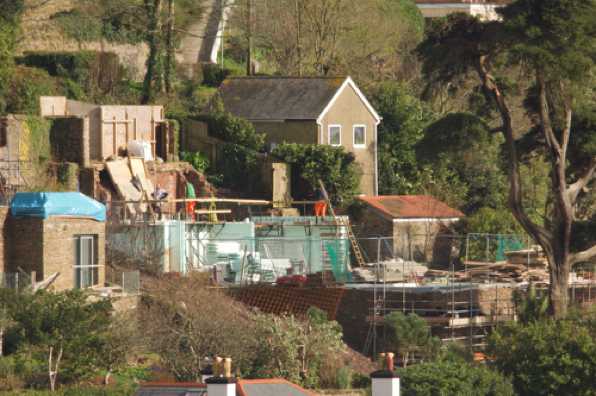 13 February 2020 - 12-22-09 
Construction continues in Kingswear on the property called Mayflower Waters. It's a big number.